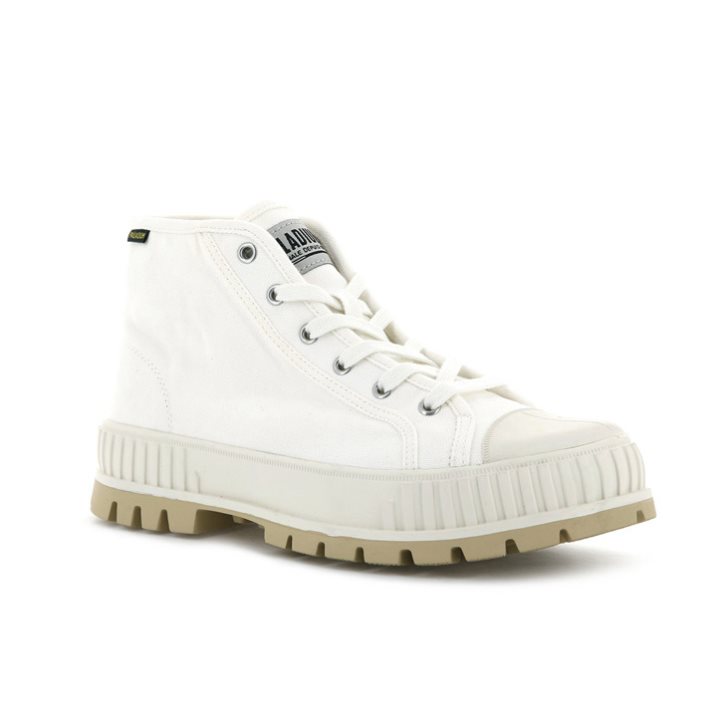 Palladium Pallashock Mid OG High Tops Women's Sneakers White | UK P617-MZS